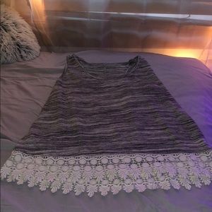 A gray striped tank.